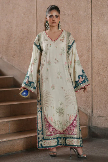 Ethnic ODS-1010 Shamoze Silk  Embroidered Kaftan – 3-Piece Unstitched Suit