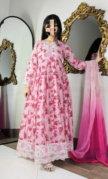 Faiza Saqlain Printed Lawn Maxi (ODS 1029)