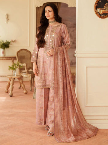 Mohagni Luxury Lawn – 3-Piece (Peach - ODS 1056)