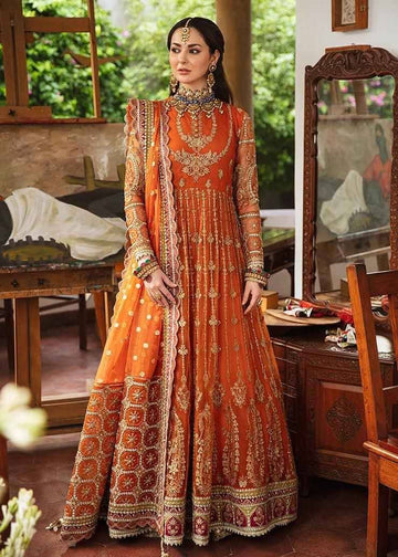 Afrozeh  Net Bridal Maxi – (Orange - ODS 1024)
