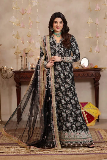 Aneela's Embroidered Raw Silk  – (ODS-1038 Classic Black)