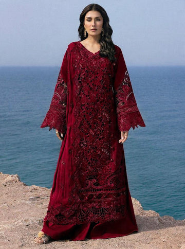 Mahnur ODS-1006 B Luxury Cotton Collection – Maroon (Unstitched 3-Piece)
