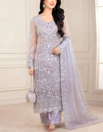 Organza Bridal Suit-(Lilac - ODS 1022)